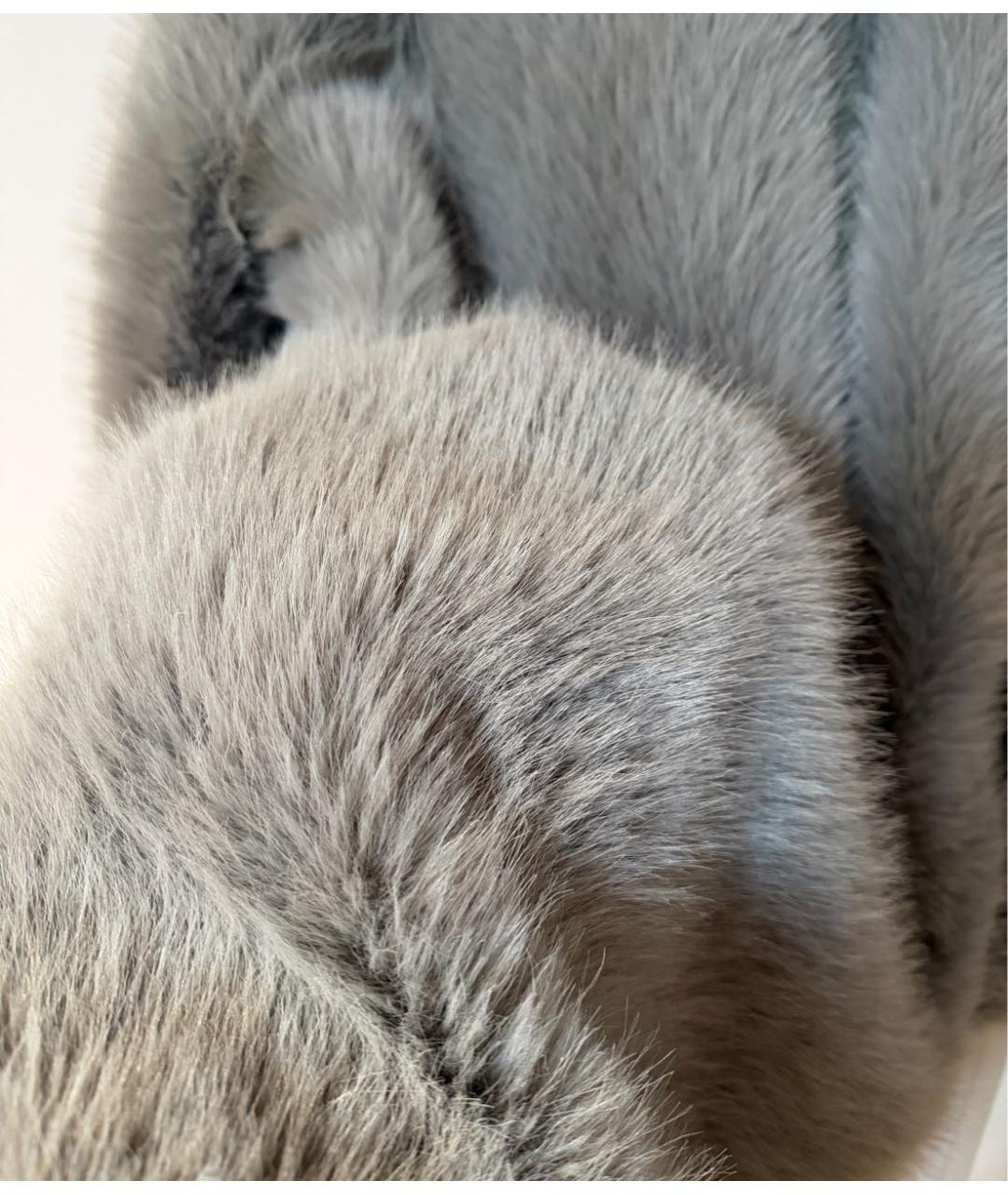 SPORTMAX Серая полиэстеровая шуба, фото 4