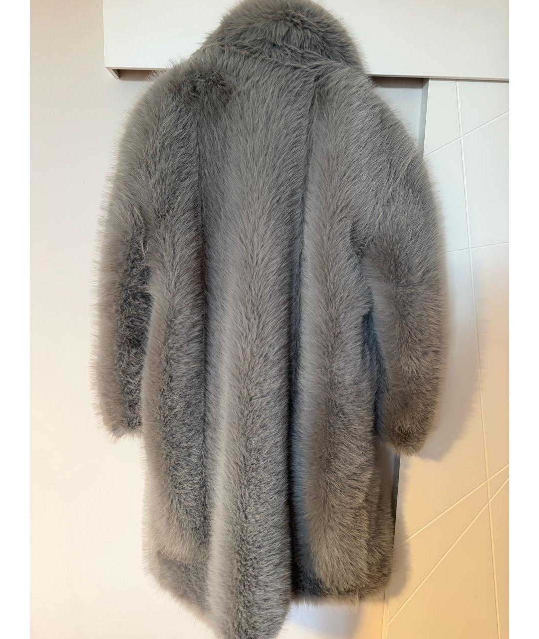 SPORTMAX Серая полиэстеровая шуба, фото 2