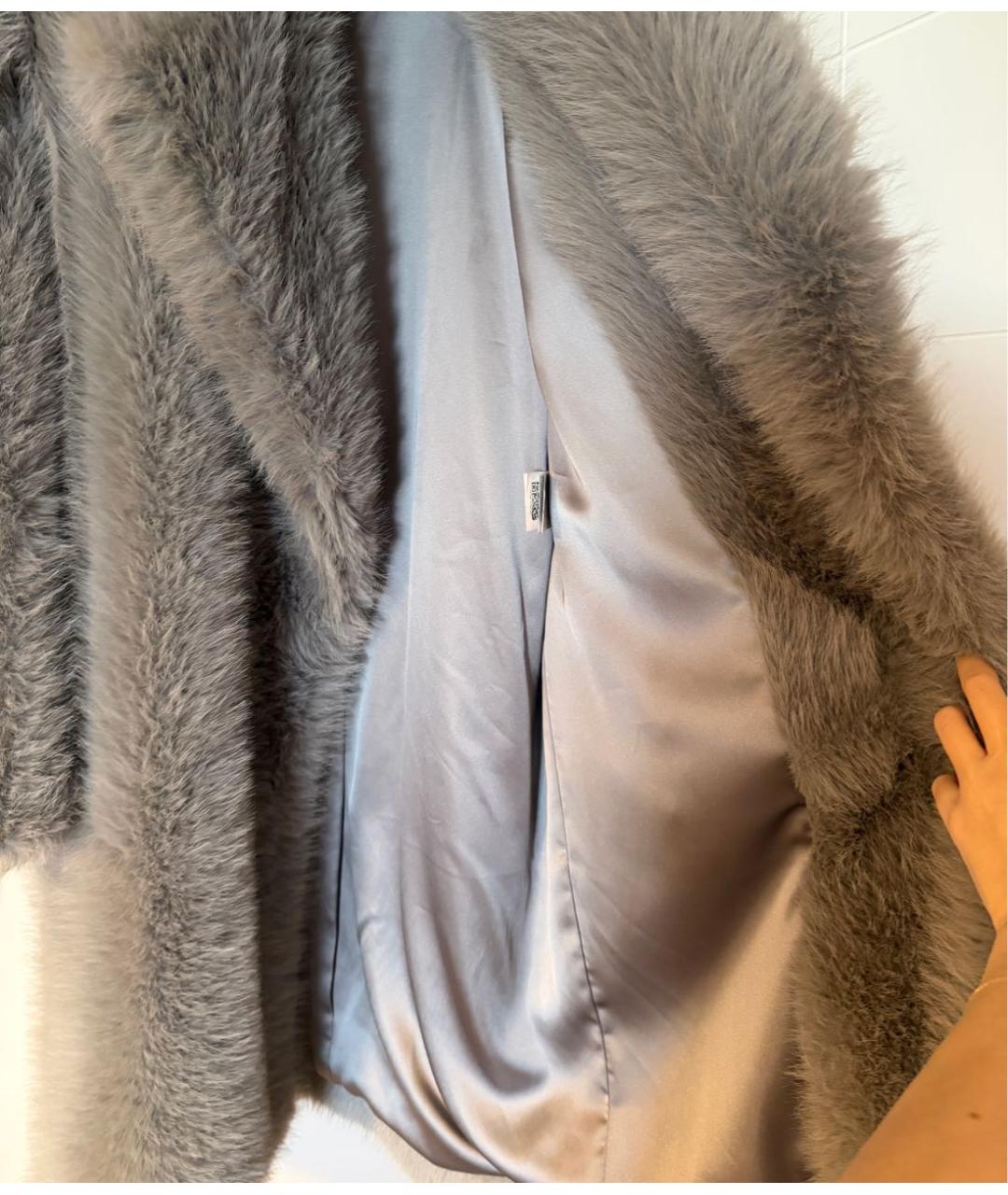 SPORTMAX Серая полиэстеровая шуба, фото 3