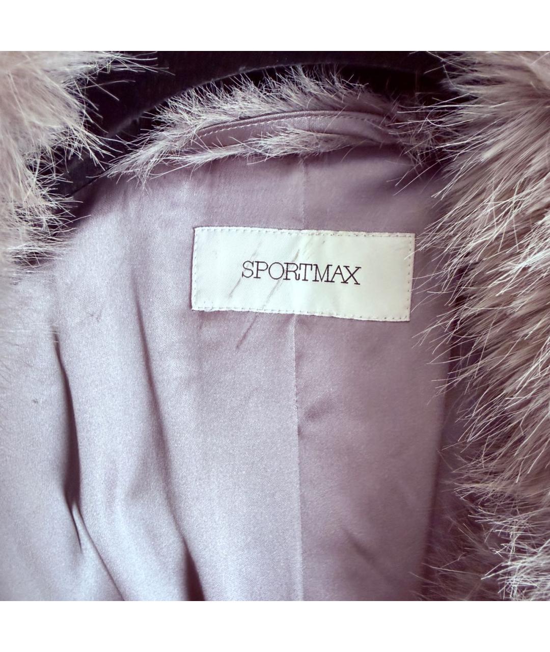 SPORTMAX Серая полиэстеровая шуба, фото 5