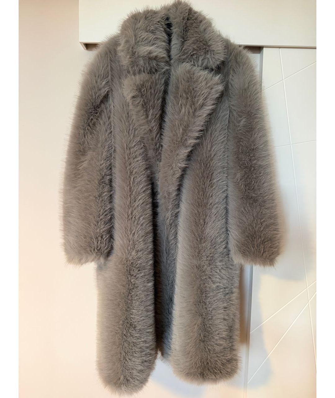 SPORTMAX Серая полиэстеровая шуба, фото 9