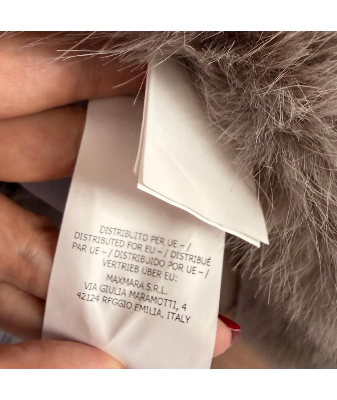 SPORTMAX Серая полиэстеровая шуба, фото 7