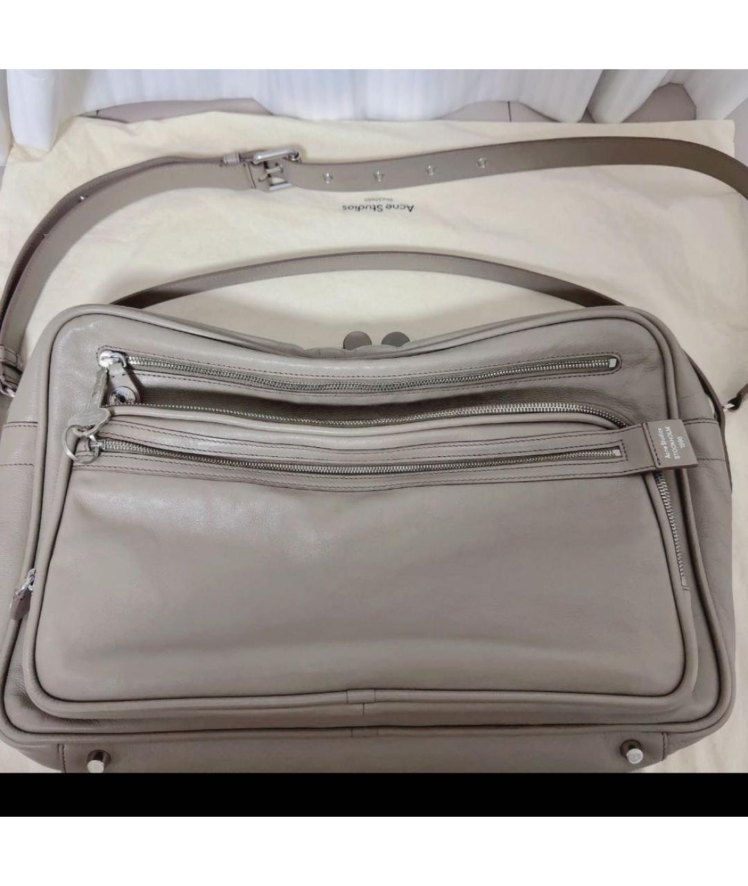 ACNE STUDIOS Серая кожаная сумка с короткими ручками, фото 5