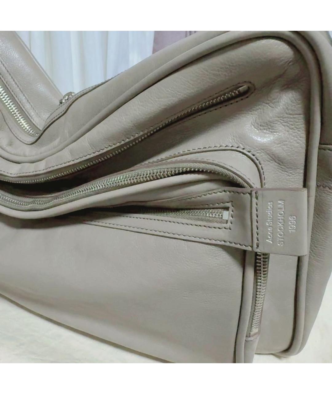 ACNE STUDIOS Серая кожаная сумка с короткими ручками, фото 7