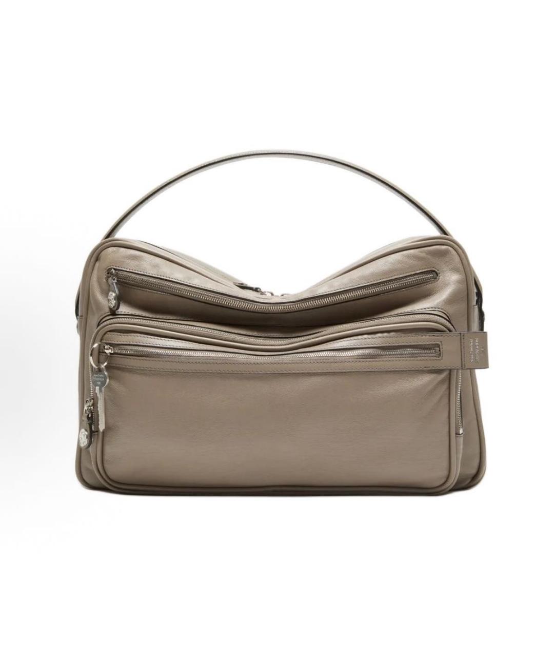 ACNE STUDIOS Серая кожаная сумка с короткими ручками, фото 8