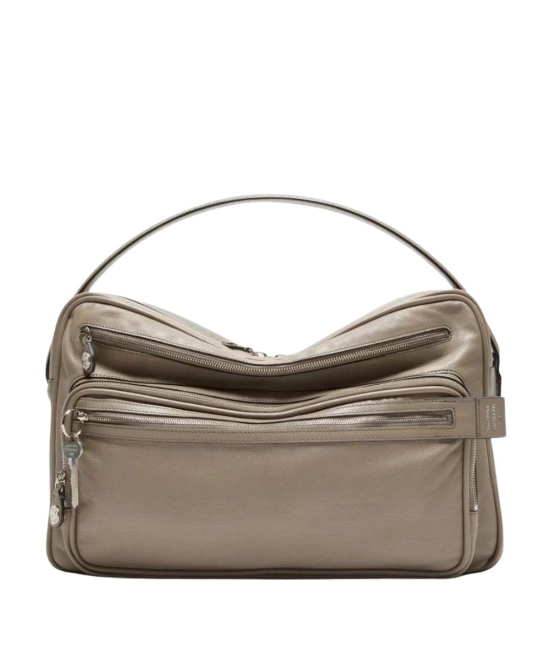 ACNE STUDIOS Серая кожаная сумка с короткими ручками, фото 1