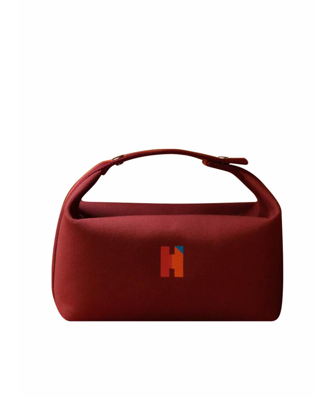 HERMES Бордовая хлопковая косметичка, фото 1