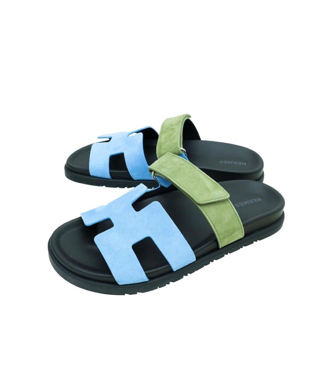 HERMES Мульти замшевые шлепанцы, фото 2