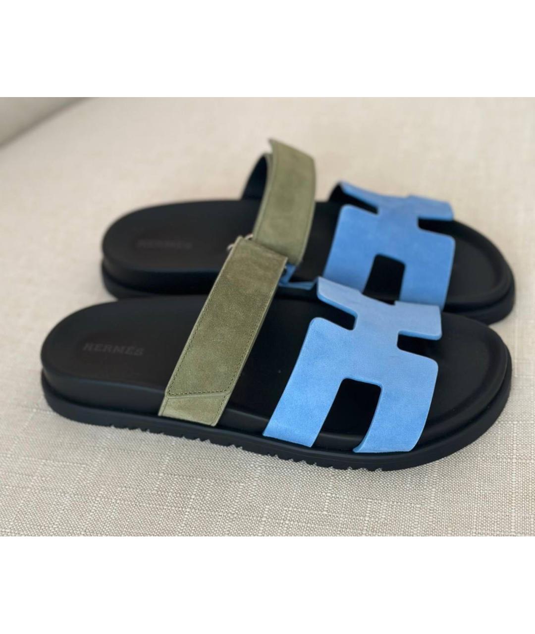 HERMES Мульти замшевые шлепанцы, фото 3