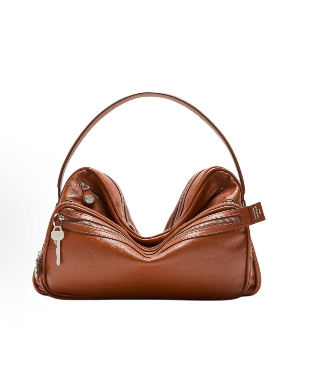 ACNE STUDIOS Коричневая кожаная сумка с короткими ручками, фото 2