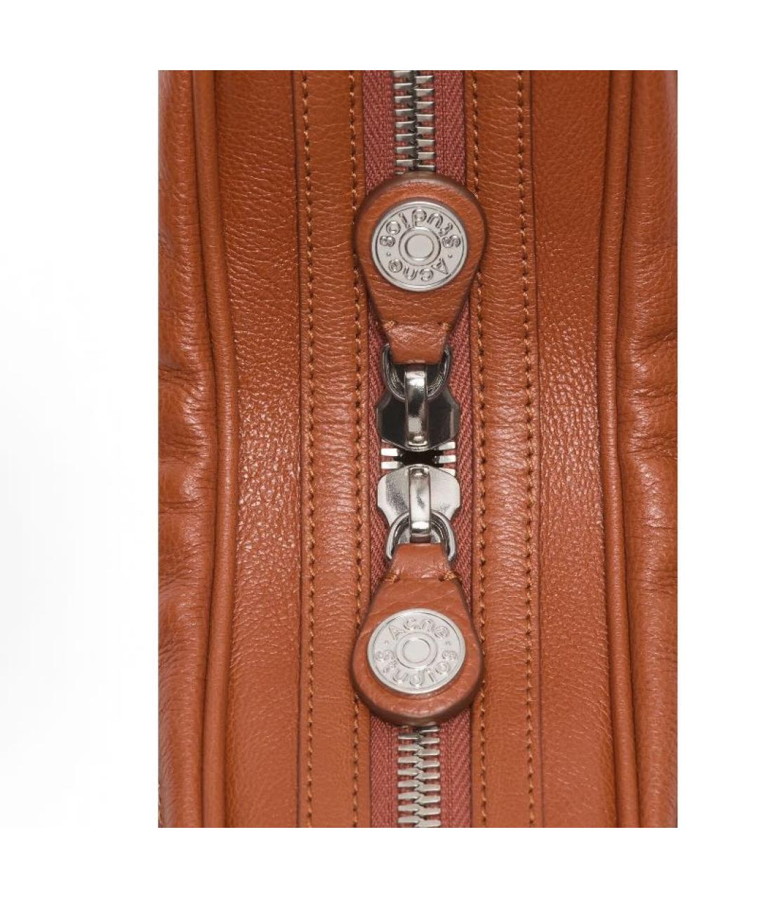 ACNE STUDIOS Коричневая кожаная сумка с короткими ручками, фото 4