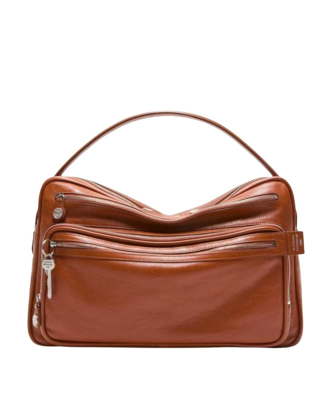 ACNE STUDIOS Коричневая кожаная сумка с короткими ручками, фото 1