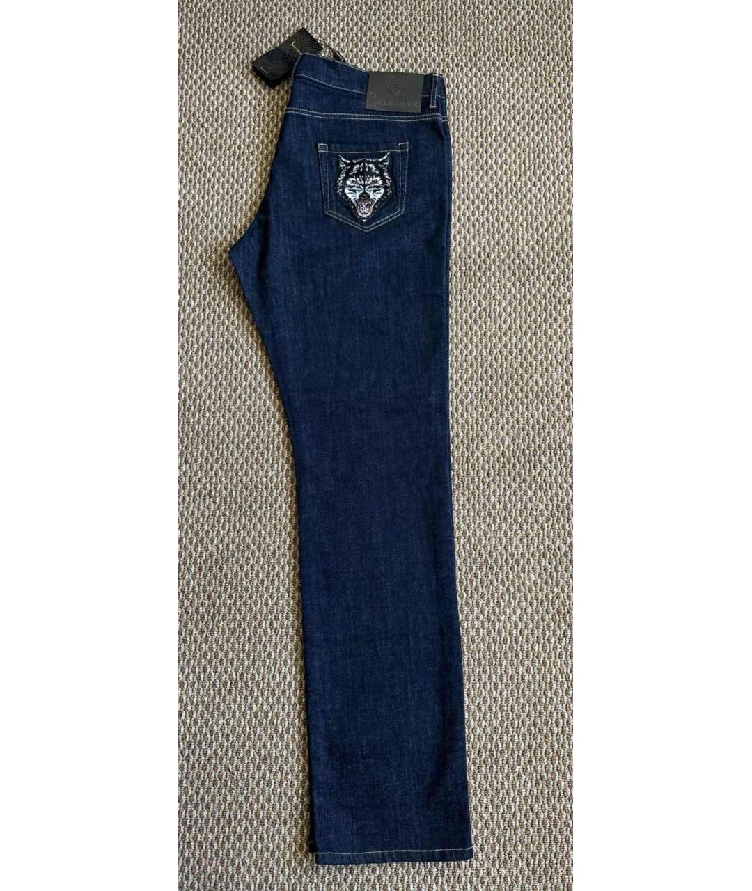 BILLIONAIRE Темно-синие хлопко-эластановые прямые джинсы, фото 4