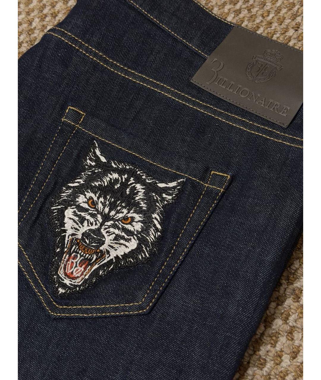 BILLIONAIRE Темно-синие хлопко-эластановые прямые джинсы, фото 5