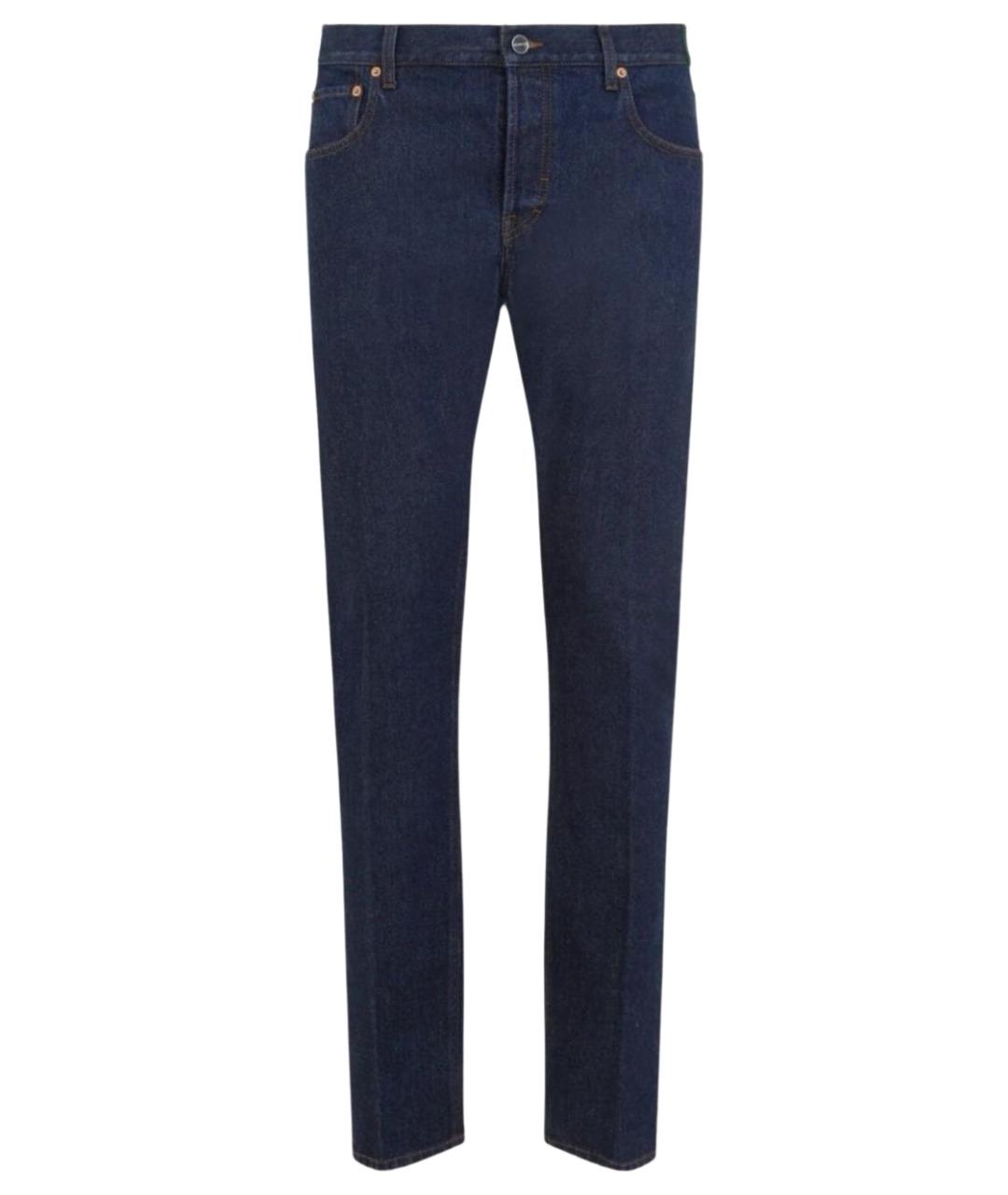 GUCCI Темно-синие хлопковые прямые джинсы, фото 1
