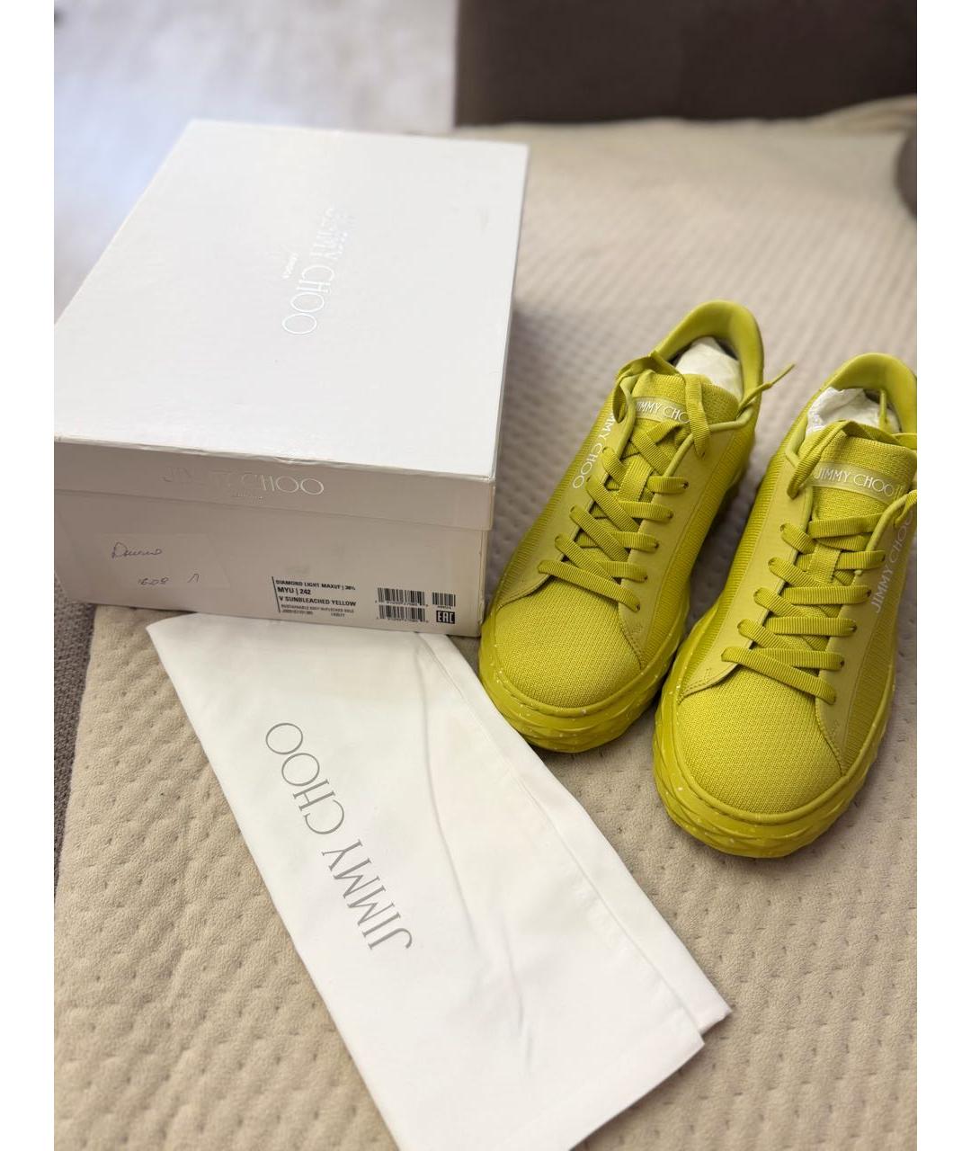 JIMMY CHOO Желтые текстильные кроссовки, фото 4