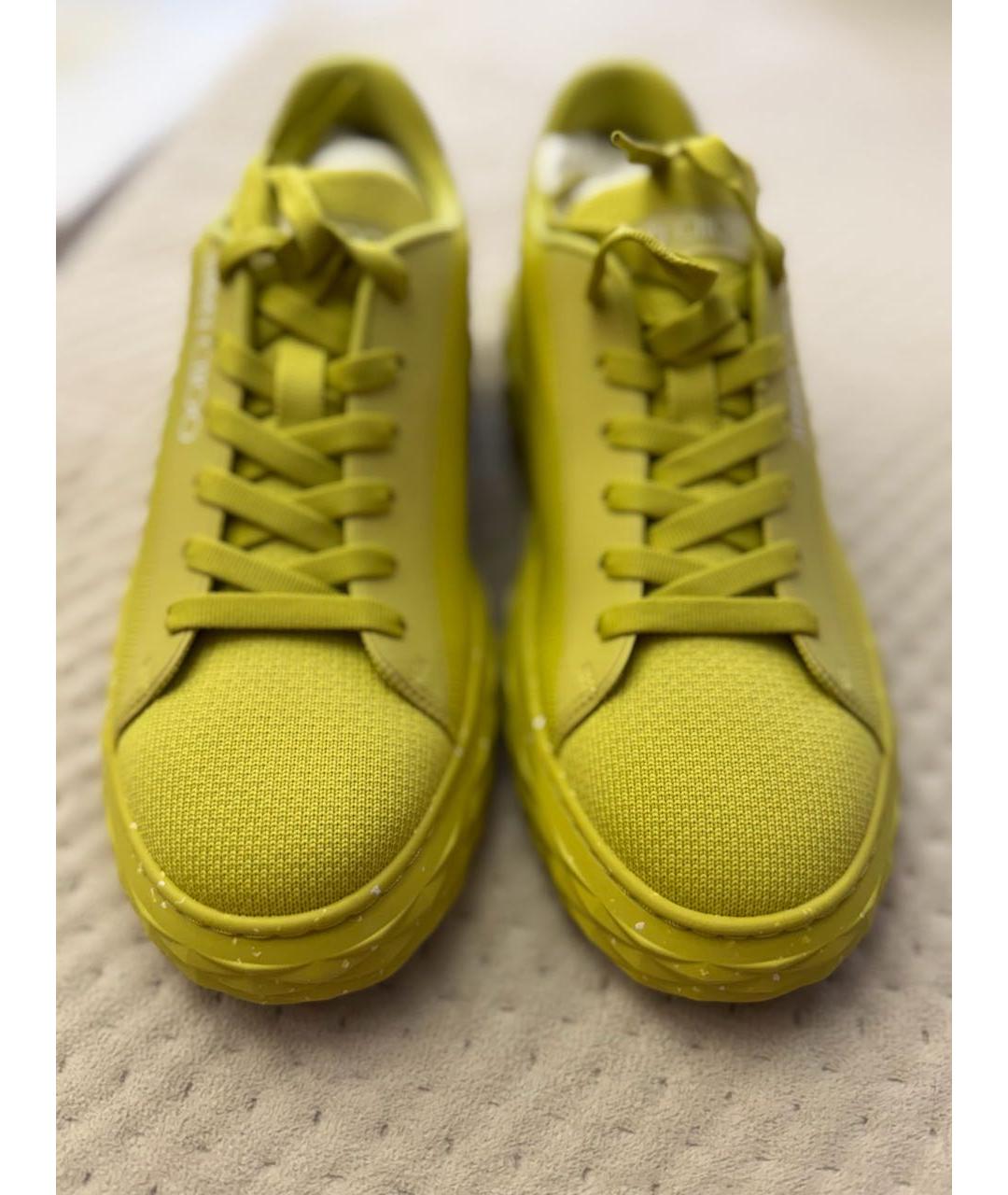 JIMMY CHOO Желтые текстильные кроссовки, фото 3