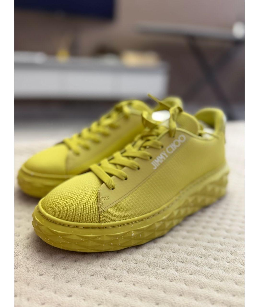 JIMMY CHOO Желтые текстильные кроссовки, фото 2