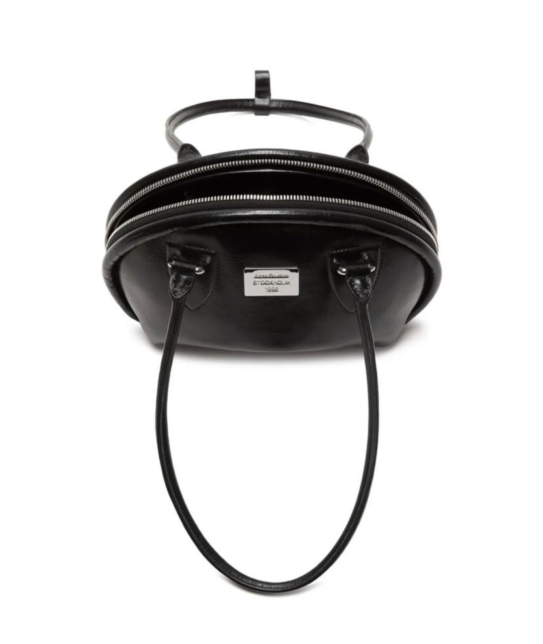 ACNE STUDIOS Черная кожаная сумка с короткими ручками, фото 3