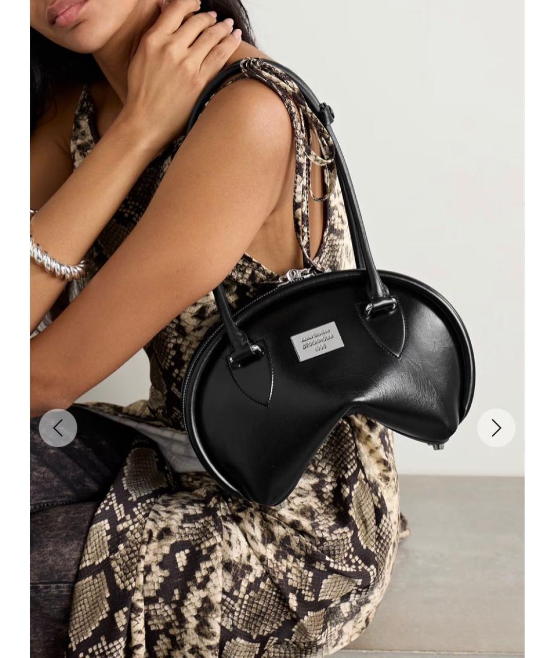 ACNE STUDIOS Черная кожаная сумка с короткими ручками, фото 7