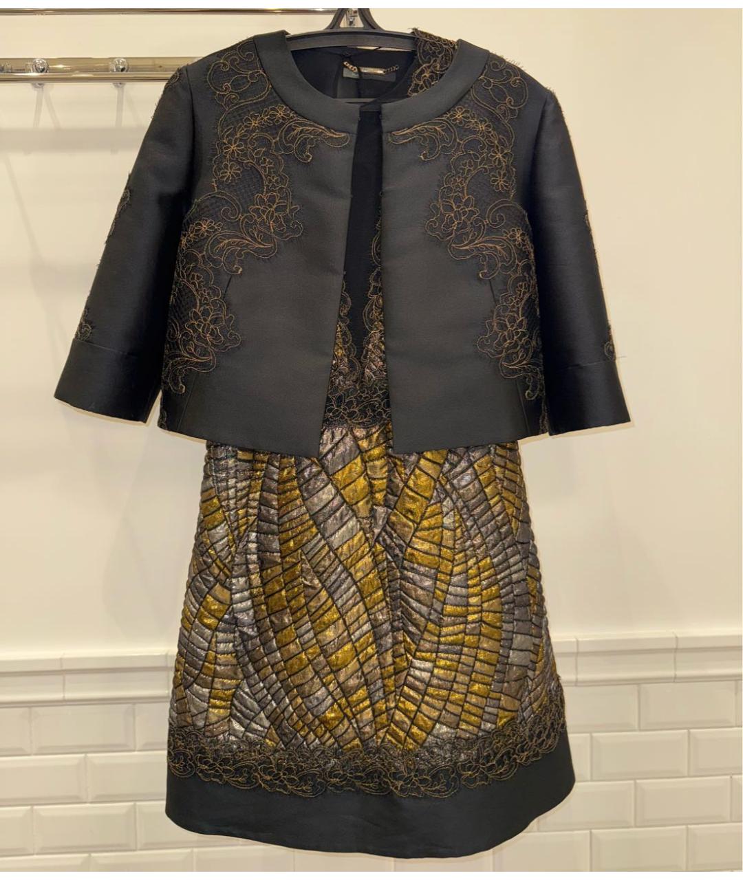 ALBERTA FERRETTI Золотое шелковое коктейльное платье, фото 8