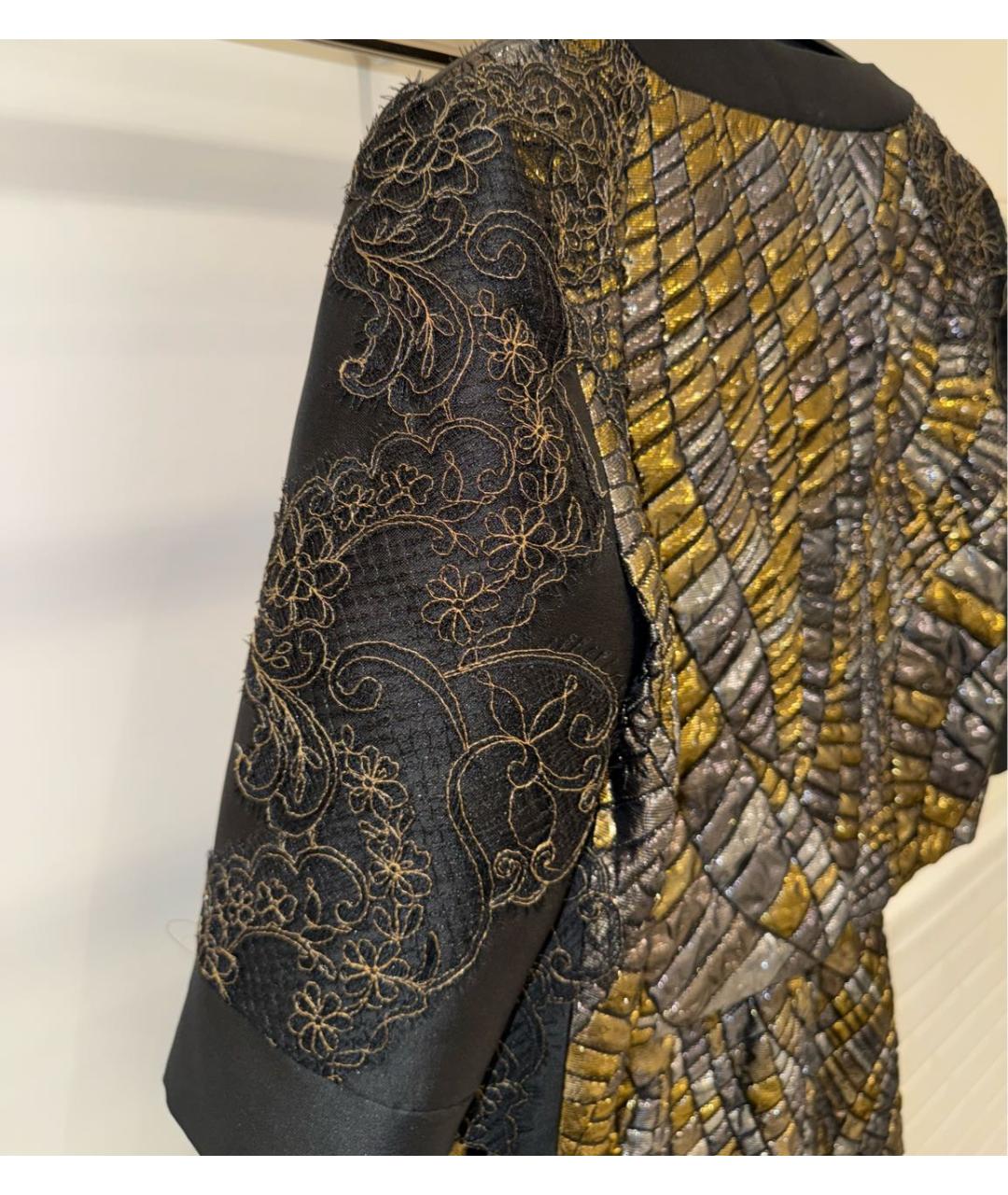 ALBERTA FERRETTI Золотое шелковое коктейльное платье, фото 2