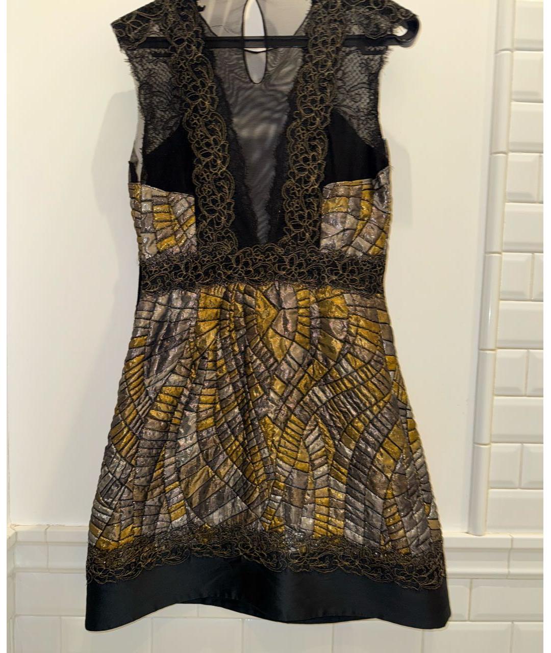 ALBERTA FERRETTI Золотое шелковое коктейльное платье, фото 7