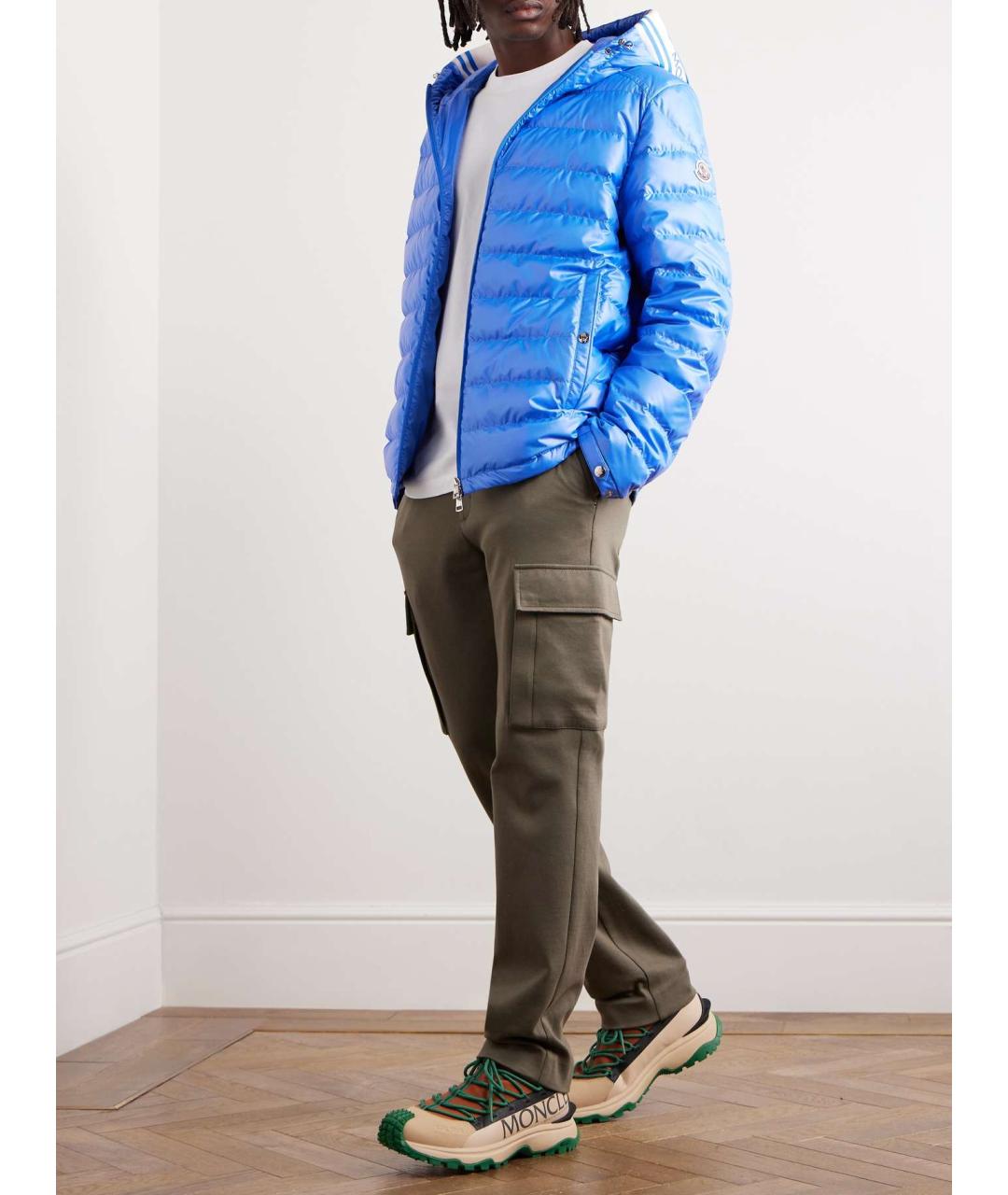 MONCLER Голубой полиэстеровый пуховик, фото 2