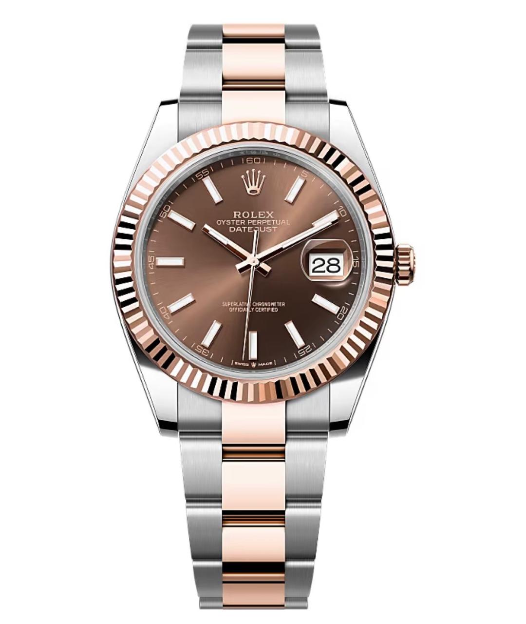 ROLEX Коричневые часы из розового золота, фото 1