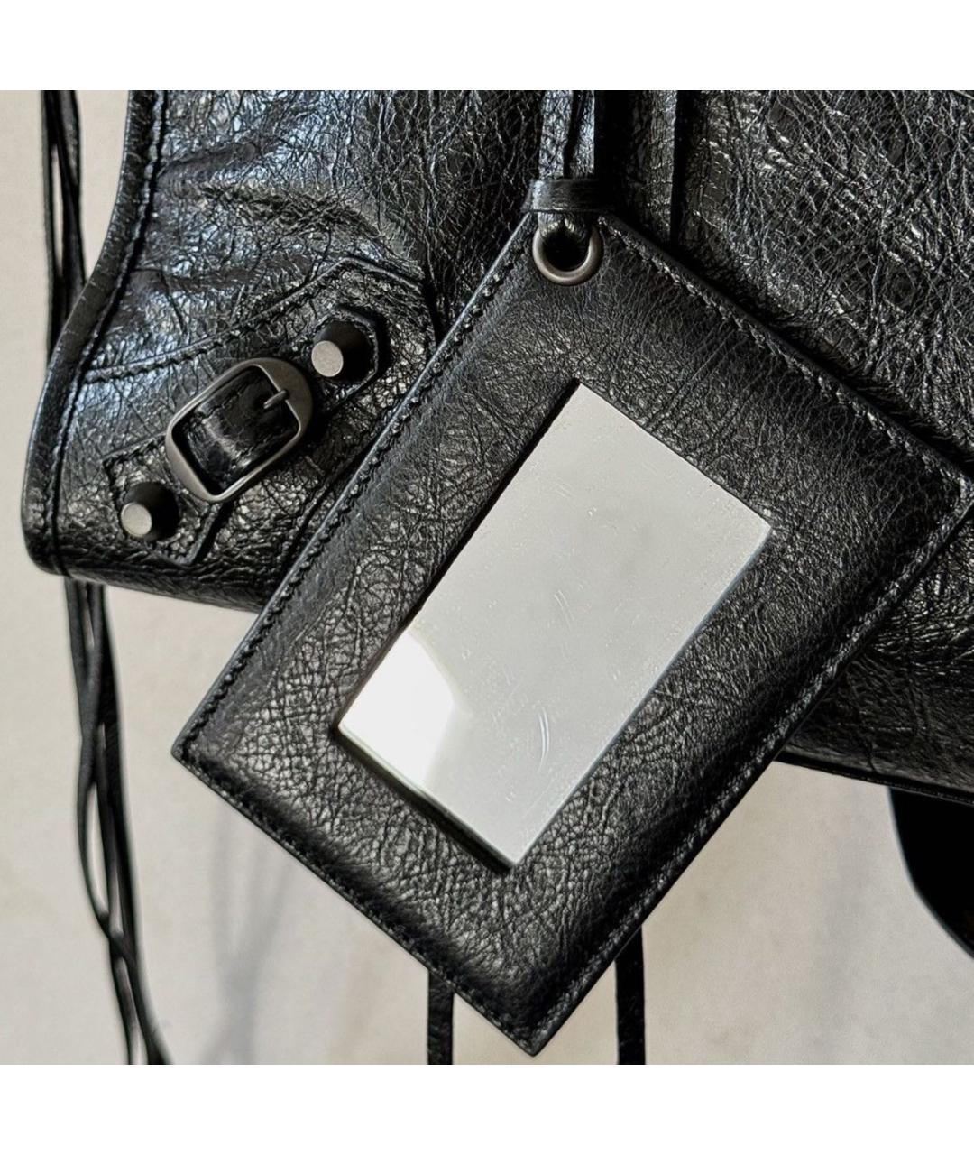 BALENCIAGA Черная кожаная сумка тоут, фото 5