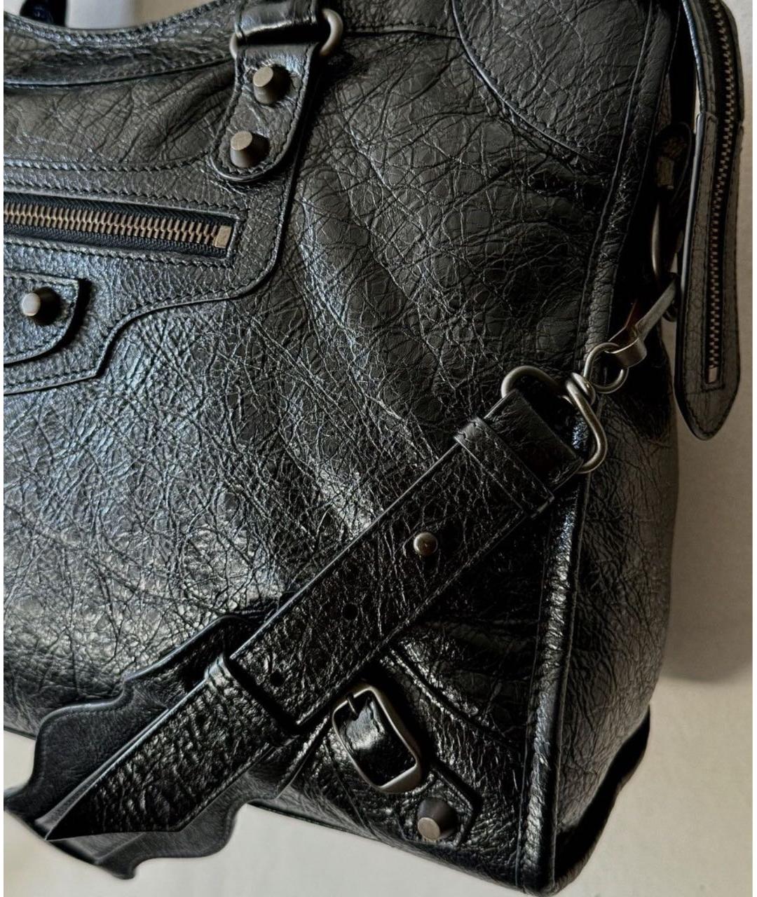 BALENCIAGA Черная кожаная сумка тоут, фото 3