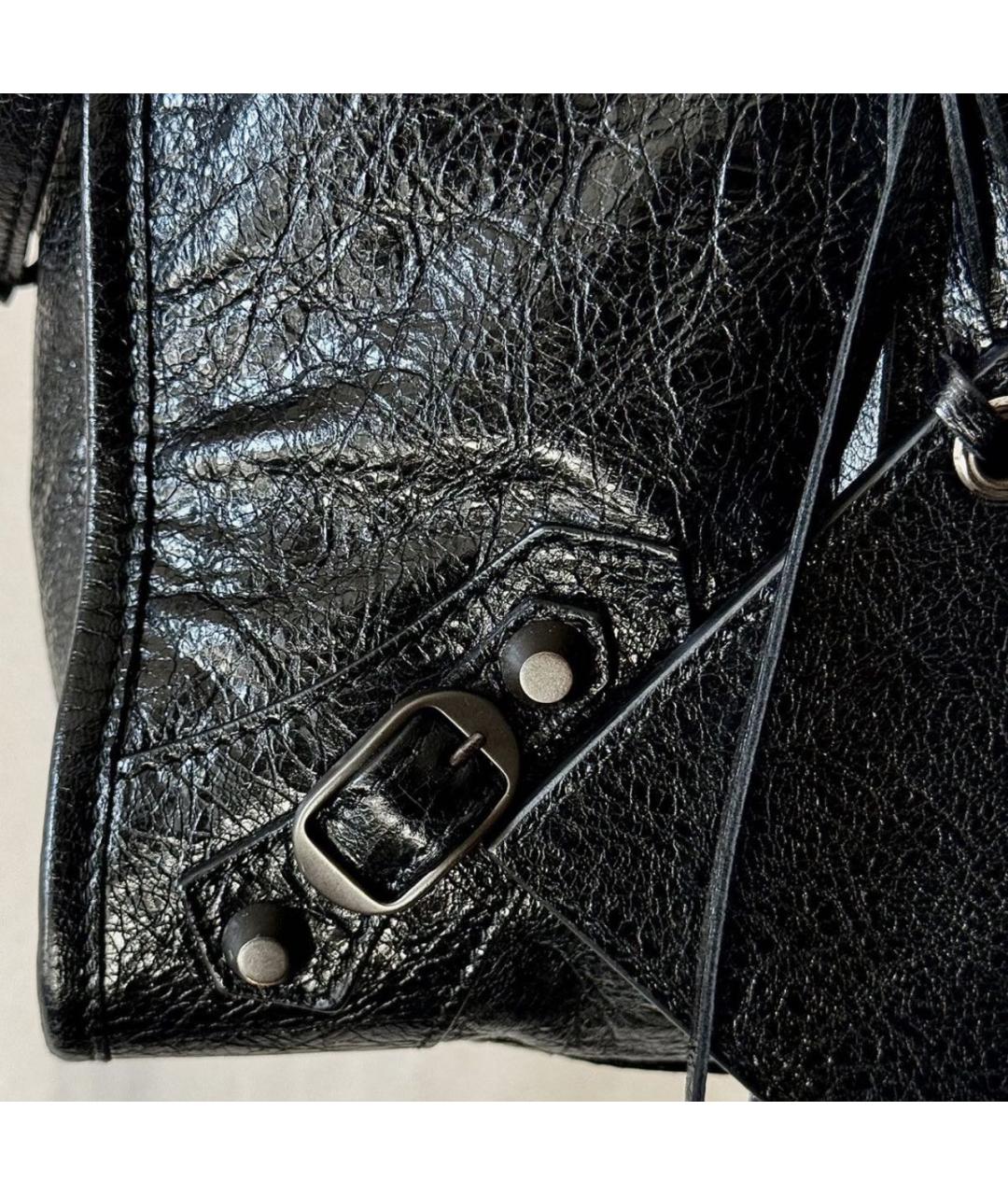 BALENCIAGA Черная кожаная сумка тоут, фото 7