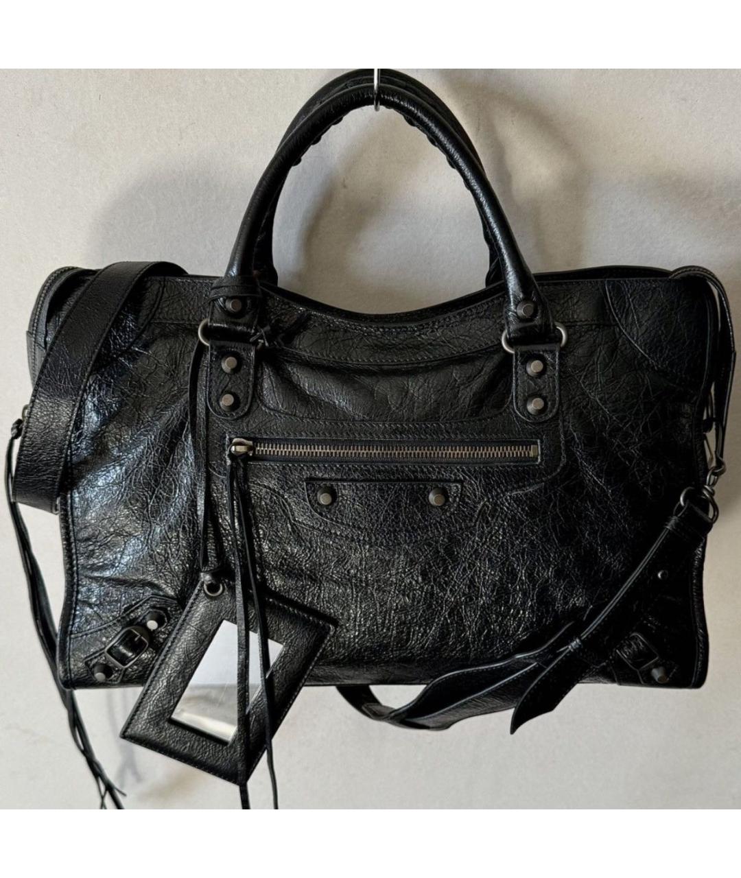 BALENCIAGA Черная кожаная сумка тоут, фото 9