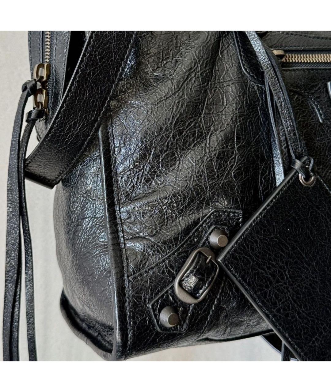 BALENCIAGA Черная кожаная сумка тоут, фото 4