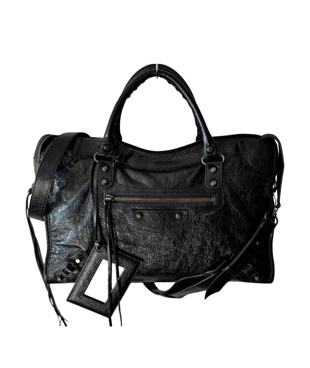 BALENCIAGA Черная кожаная сумка тоут, фото 1