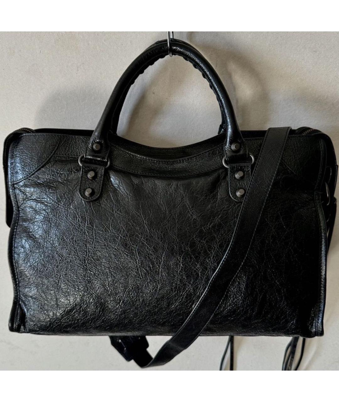 BALENCIAGA Черная кожаная сумка тоут, фото 8