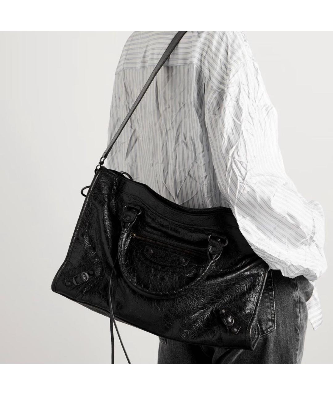 BALENCIAGA Черная кожаная сумка тоут, фото 2