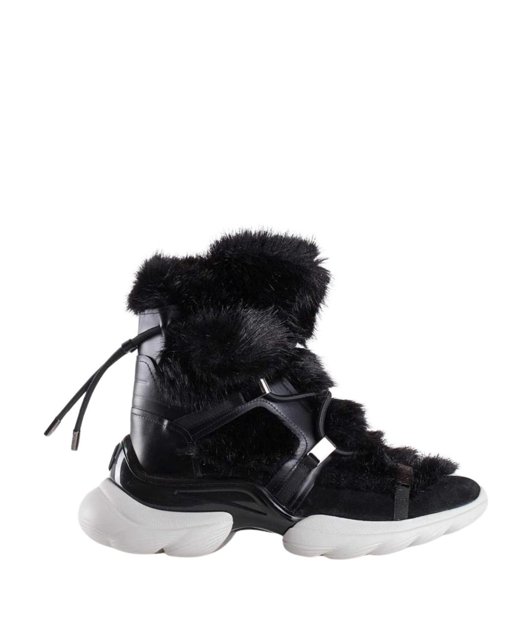 MONCLER Черные кожаные ботинки, фото 1