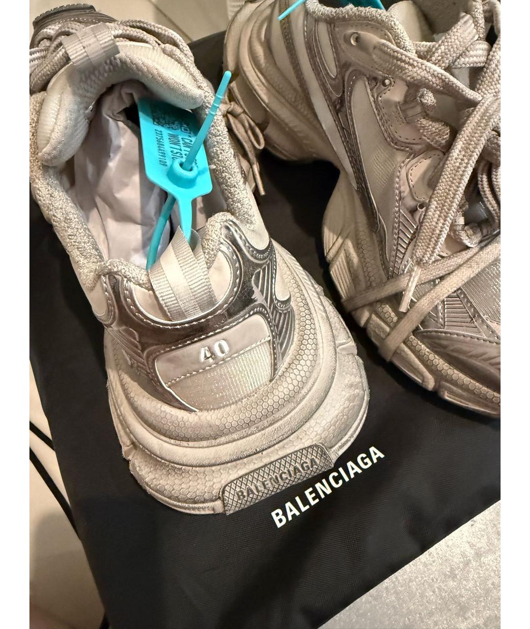 BALENCIAGA Бежевые текстильные низкие кроссовки / кеды, фото 7