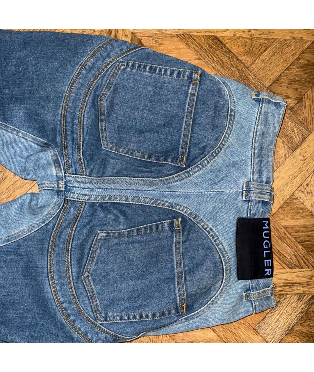 MUGLER Синие хлопковые джинсы слим, фото 5