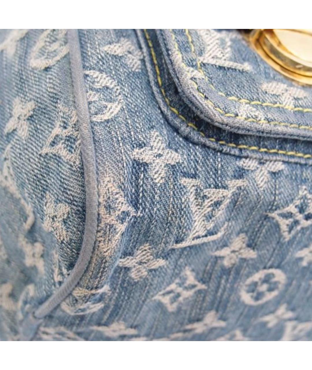 LOUIS VUITTON Голубая тканевая сумка с короткими ручками, фото 2