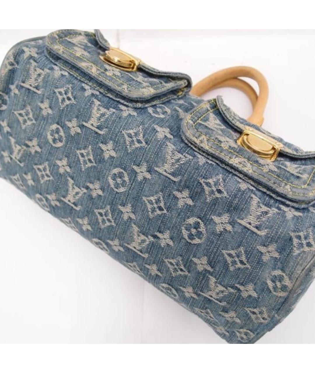 LOUIS VUITTON Голубая тканевая сумка с короткими ручками, фото 6