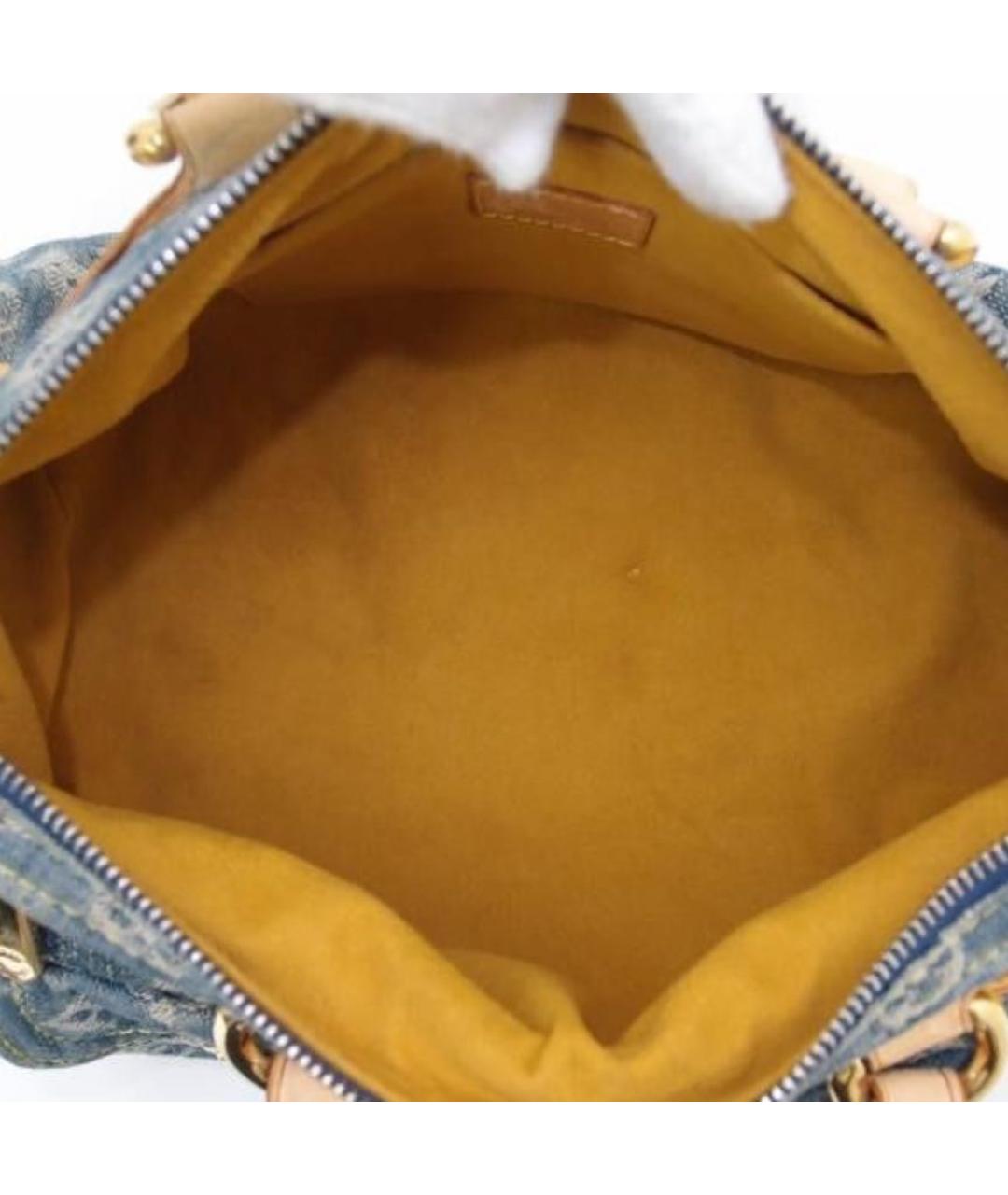 LOUIS VUITTON Голубая тканевая сумка с короткими ручками, фото 4