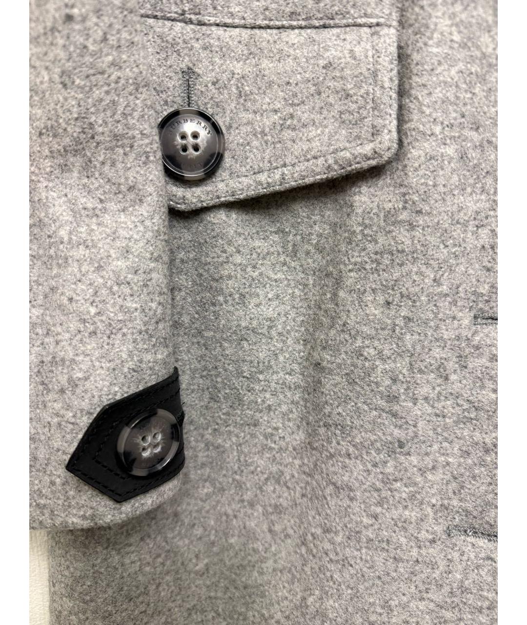 BURBERRY Серое шерстяное пальто, фото 5