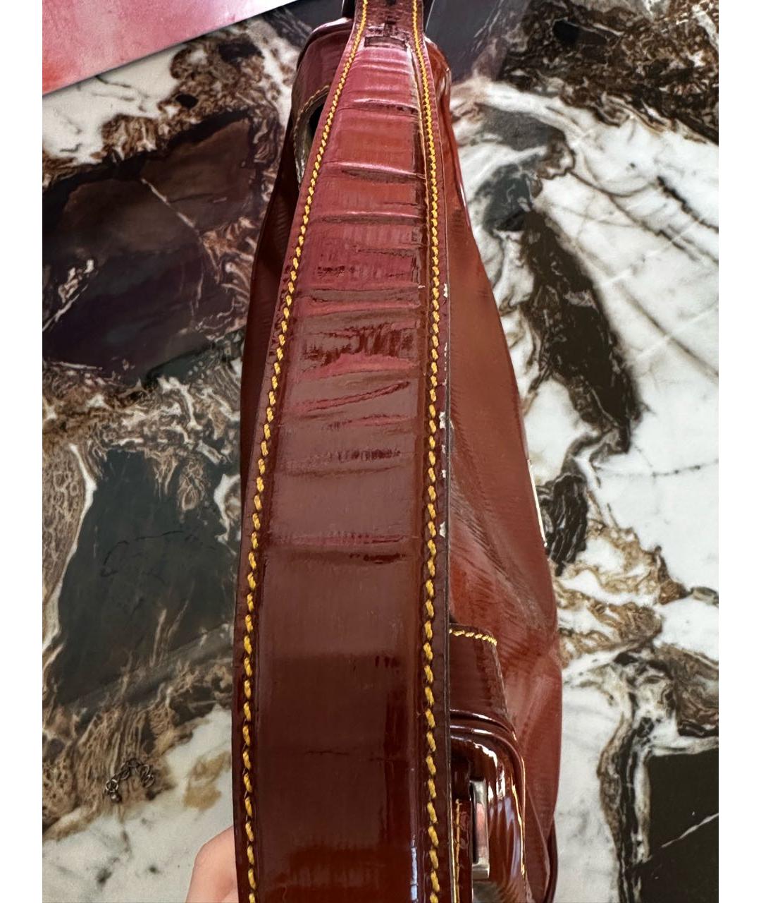 PRADA Коричневая сумка с короткими ручками из лакированной кожи, фото 7