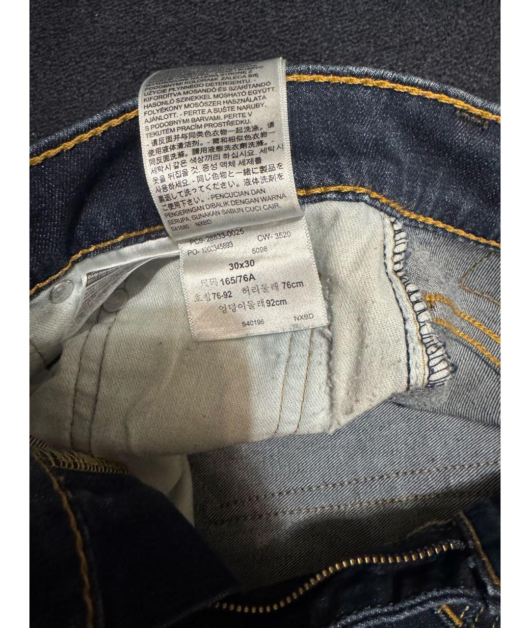 LEVI'S Темно-синие хлопковые джинсы скинни, фото 4
