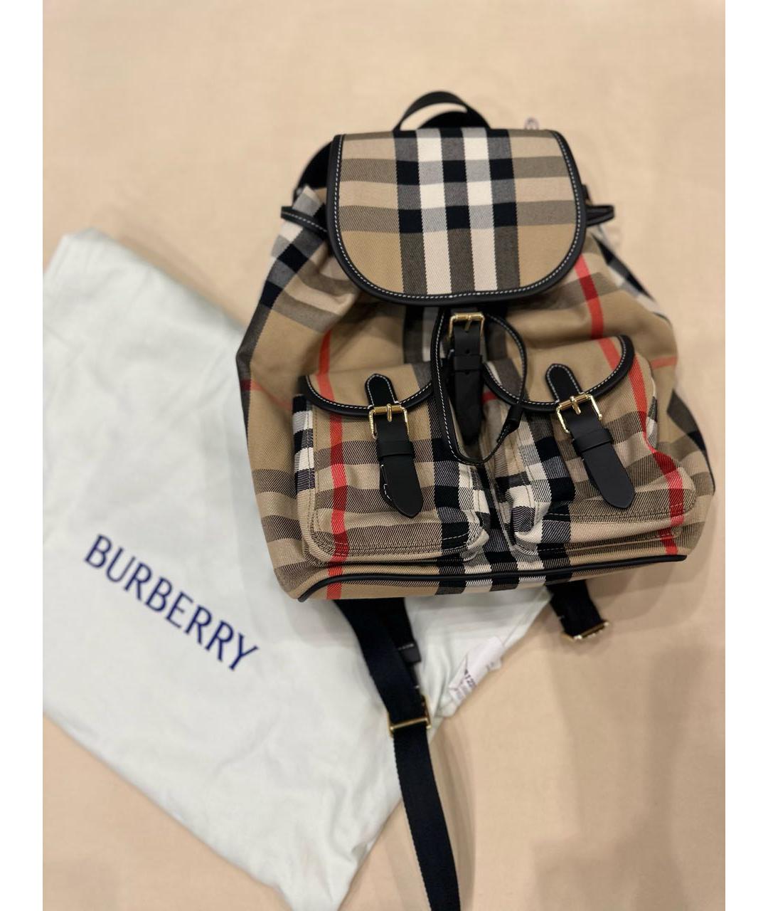 BURBERRY Бежевый тканевый рюкзак, фото 8