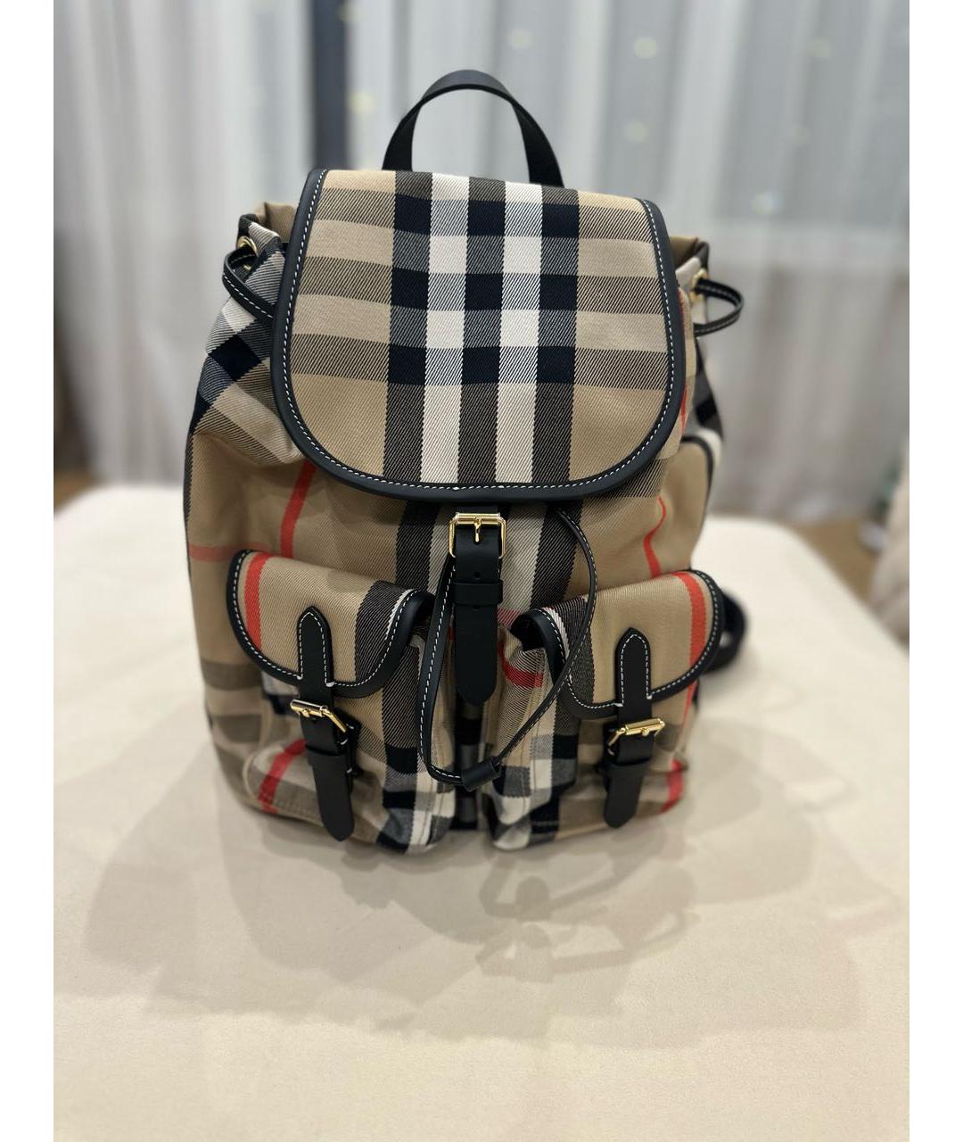 BURBERRY Бежевый тканевый рюкзак, фото 9