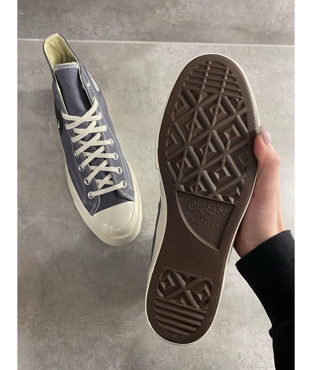 COMME DES GARÇONS PLAY Серые текстильные высокие кроссовки / кеды, фото 7