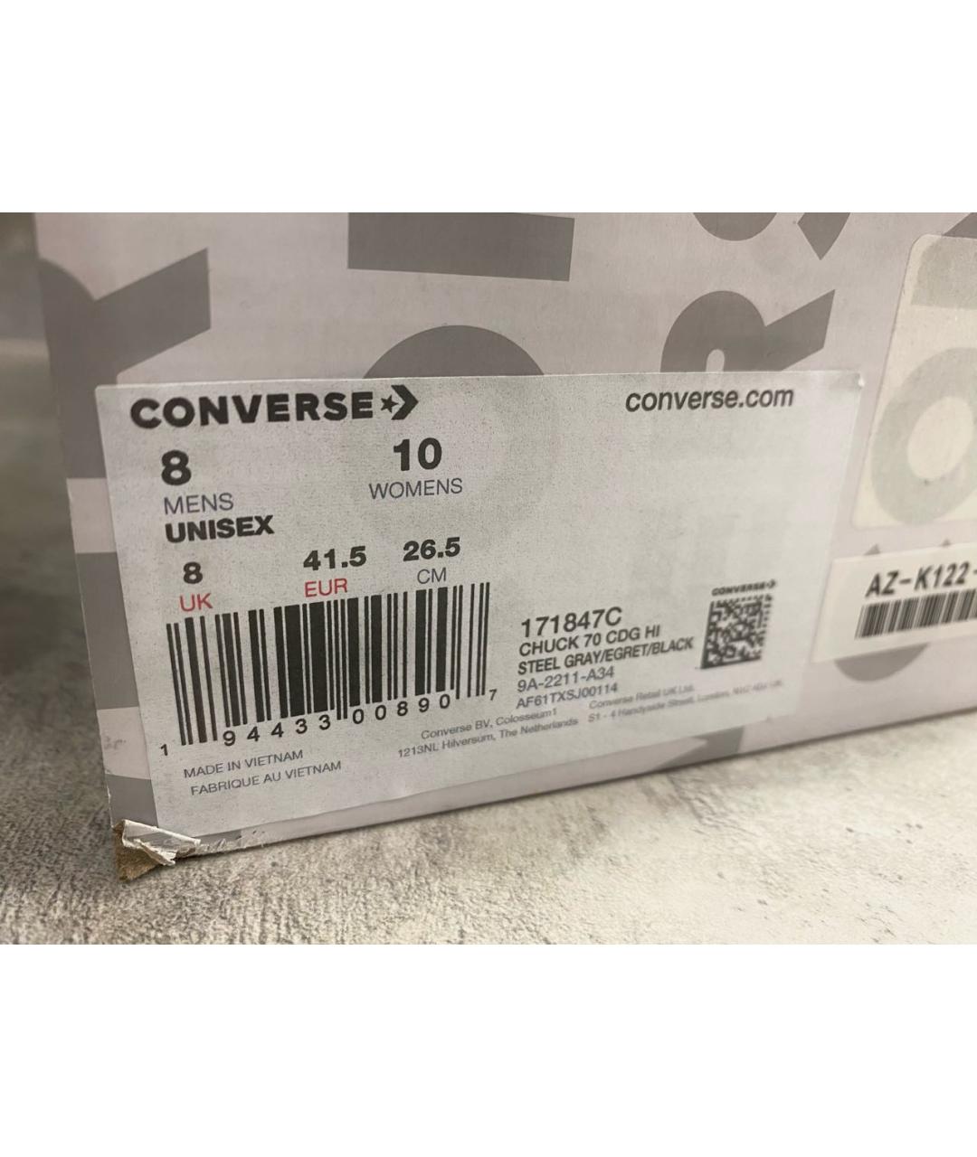 COMME DES GARÇONS PLAY Серые текстильные высокие кроссовки / кеды, фото 8